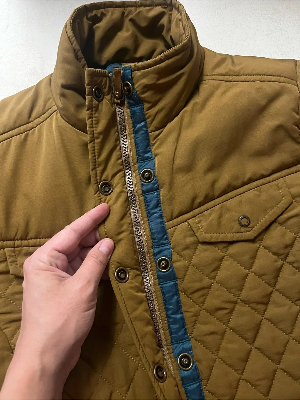Royal Robbins Quilted Jacket in Mustard with Teal Lining